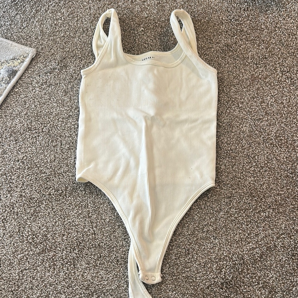 Cream thong back bodysuit